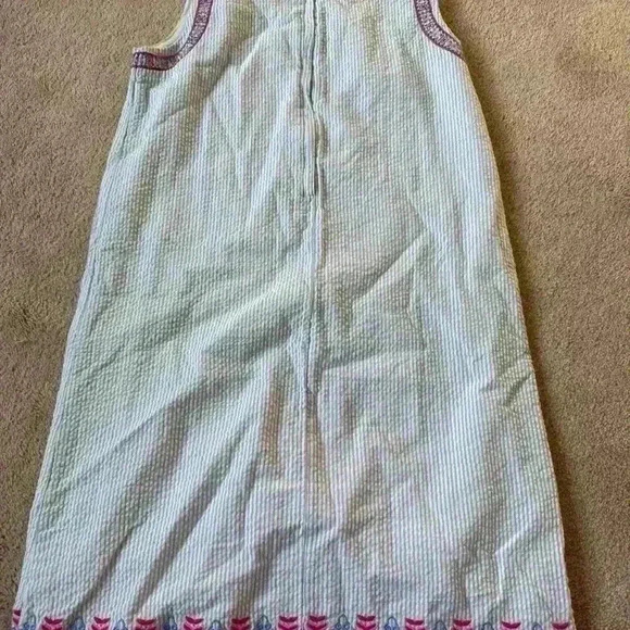 VINEYARD VINES blue striped seersucker embroidered sleeveless dress Girl's 16 - Picture 4 of 5